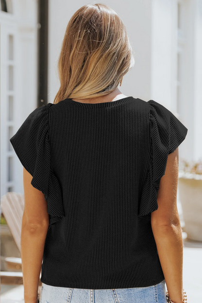 Ribbed Ruffle Blouse